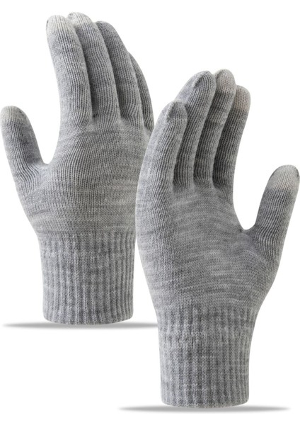 Elnler Kış Soğuk Örme Yün Yastıklı ve Kalınlaştırılmış Dokunmatik Ekran Sıcak Elnler (Yurt Dışından)