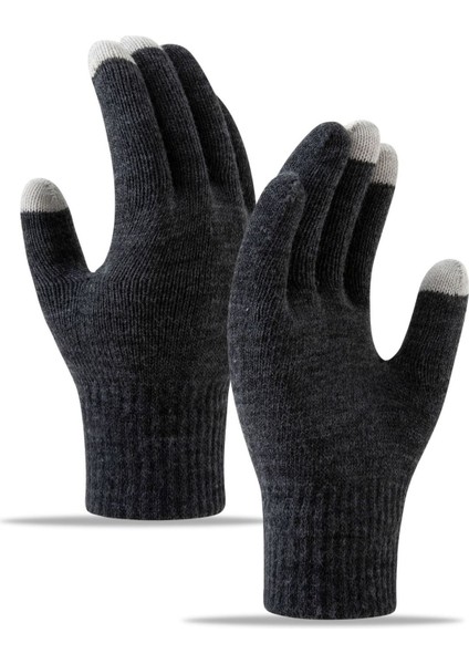 Elnler Kış Soğuk Örme Yün Yastıklı ve Kalınlaştırılmış Dokunmatik Ekran Sıcak Elnler (Yurt Dışından)