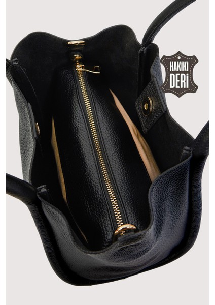 Hakiki Deri Kadın Organizerlı El Çantası Siyah SMR9206-2 indirimleri
