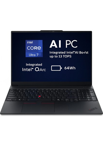 Thinkpad E16 Gen 3 Intel Core Ultra 7 255H 64GB 4tb SSD 16" Wuxga Windows 11 Pro 13 Tops Aı Pc Taşınabilir Bilgisayar 21SR006UTX W6