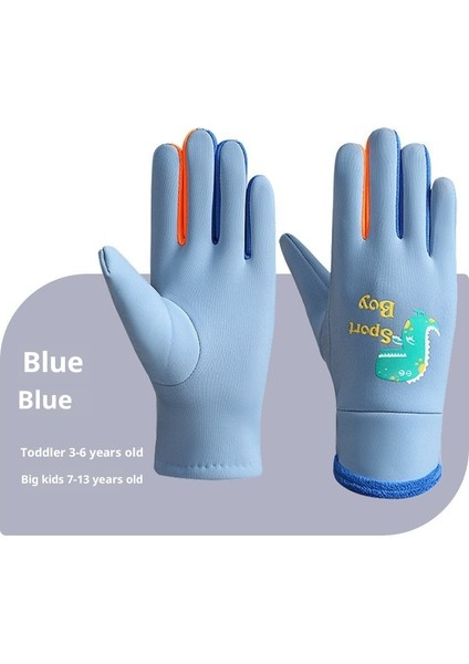 Çocuk Kış Erkek ve Kız Açık Sürme Kayak Oynama Kar Su Geçirmez Soğuk Yastıklı Sıcak Elnler (Yurt Dışından)