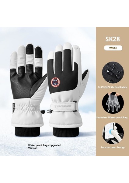 Kış Kayak Elnleri Erkek ve Kadın Yastıklı Kalınlaştırılmış Su Geçirmez Kaymaz Açık Dağcılık Sürme Sıcak Dokunmatik Ekran Elnleri (Yurt Dışından)