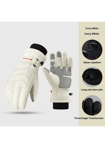 Kış Kayak Elnleri Erkek ve Kadın Yastıklı Kalınlaştırılmış Su Geçirmez Kaymaz Açık Dağcılık Sürme Sıcak Dokunmatik Ekran Elnleri (Yurt Dışından)
