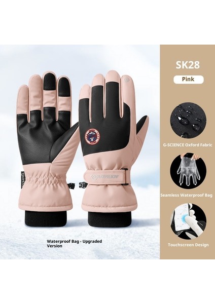 Kış Kayak Elnleri Erkek ve Kadın Yastıklı Kalınlaştırılmış Su Geçirmez Kaymaz Açık Dağcılık Sürme Sıcak Dokunmatik Ekran Elnleri (Yurt Dışından)
