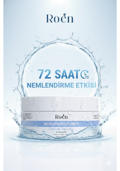 Yoğun Nemlendirici Krem, Hyaluronik Asit, Panthenol, 72 Saat Etkili Nemlendirici Kremi 100 ml