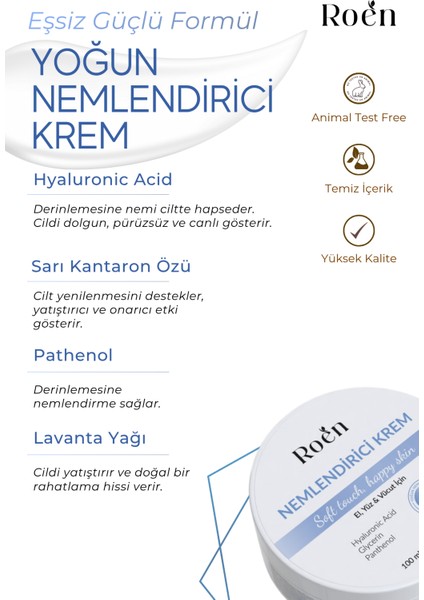 Yoğun Nemlendirici Krem, Hyaluronik Asit, Panthenol, 72 Saat Etkili Nemlendirici Kremi 100 ml fiyatları
