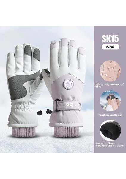 Kış Kayak Elnleri Erkek ve Kadın Yastıklı Kalınlaştırılmış Su Geçirmez Kaymaz Açık Dağcılık Sürme Sıcak Dokunmatik Ekran Elnleri (Yurt Dışından)