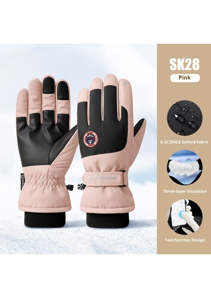 Kış Kayak Elnleri Erkek ve Kadın Yastıklı Kalınlaştırılmış Su Geçirmez Kaymaz Açık Dağcılık Sürme Sıcak Dokunmatik Ekran Elnleri (Yurt Dışından)