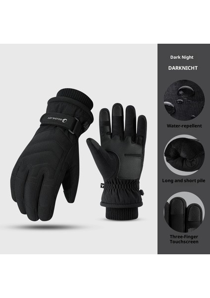 Kış Kayak Elnleri Erkek ve Kadın Yastıklı Kalınlaştırılmış Su Geçirmez Kaymaz Açık Dağcılık Sürme Sıcak Dokunmatik Ekran Elnleri (Yurt Dışından)