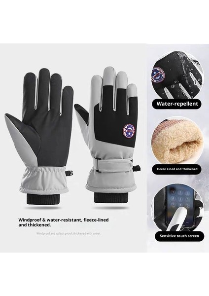 Kayak Elnleri 2025 Kış Erkek ve Kadın Açık Dağcılık Soğuk Yastıklı Dokunmatik Ekran Kalınlaştırılmış Sıcak Elnler (Yurt Dışından)