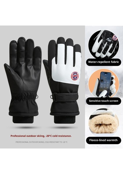 Kayak Elnleri Erkek ve Kadın Kış Yastıklı Kalınlaşmış Sıcak Açık Sürme Motosiklet Dokunmatik Ekran Su Geçirmez Kaymaz Elnler (Yurt Dışından)