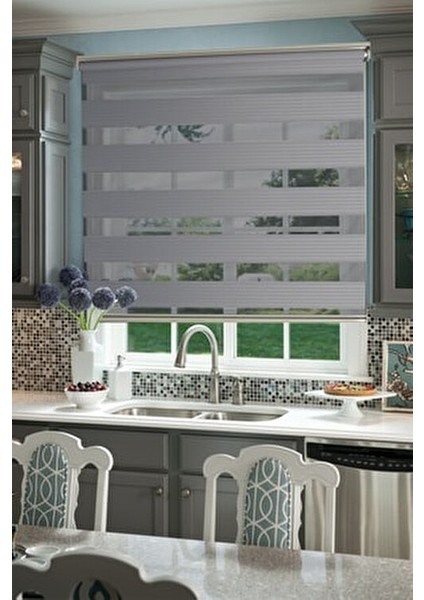 Pliseli Gri Zebra Perde Düz Tema ile Mutfak ve Ofisler İçin Şık Seçim indirimleri