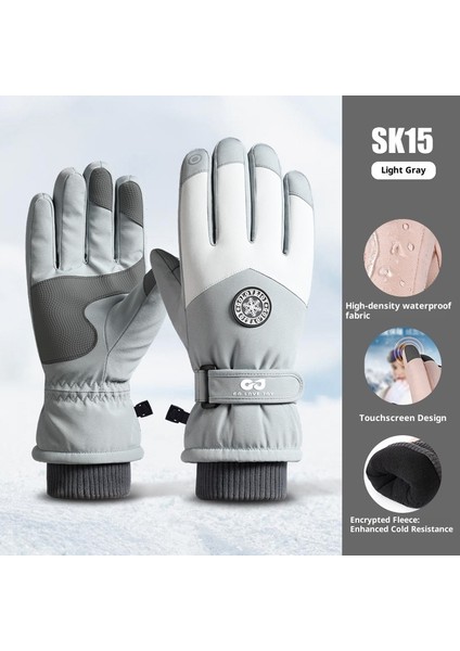 Kış Kayak Elnleri Erkek ve Kadın Yastıklı Kalınlaştırılmış Su Geçirmez Kaymaz Açık Dağcılık Sürme Sıcak Dokunmatik Ekran Elnleri (Yurt Dışından)