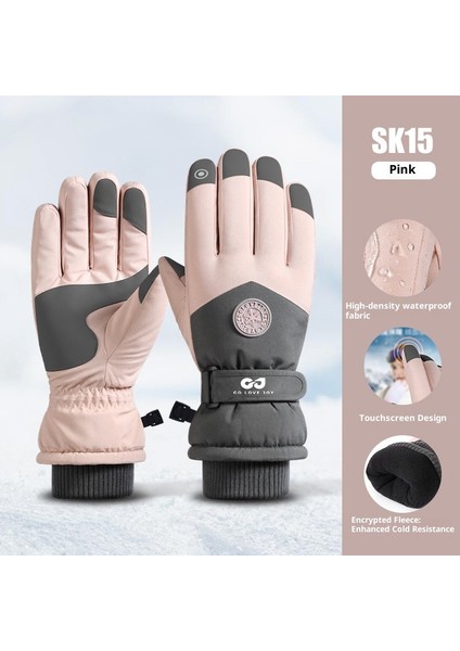 Kış Kayak Elnleri Erkek ve Kadın Yastıklı Kalınlaştırılmış Su Geçirmez Kaymaz Açık Dağcılık Sürme Sıcak Dokunmatik Ekran Elnleri (Yurt Dışından)