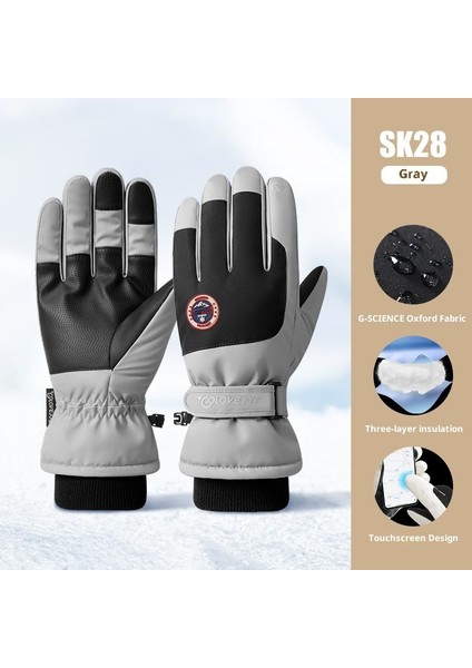 Kış Kayak Elnleri Erkek ve Kadın Yastıklı Kalınlaştırılmış Su Geçirmez Kaymaz Açık Dağcılık Sürme Sıcak Dokunmatik Ekran Elnleri (Yurt Dışından)