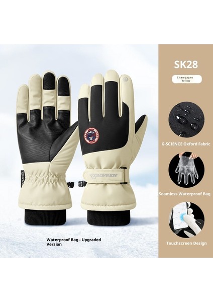 Kış Kayak Elnleri Erkek ve Kadın Yastıklı Kalınlaştırılmış Su Geçirmez Kaymaz Açık Dağcılık Sürme Sıcak Dokunmatik Ekran Elnleri (Yurt Dışından)