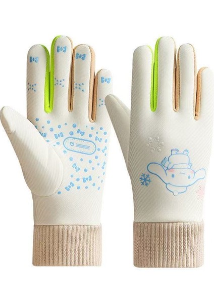 Çocuk Elnleri Kış Sevimli Karikatür Yastıklı Kalınlaştırılmış Sıcak Erkek ve Kız Açık Bisiklet Su Geçirmez Kayak (Yurt Dışından)