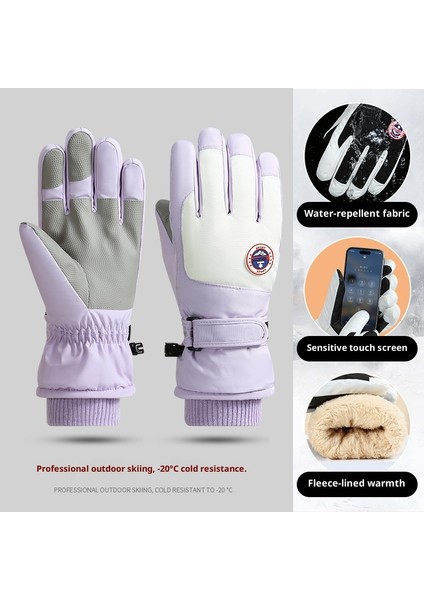 Kayak Elnleri Erkek ve Kadın Kış Yastıklı Kalınlaşmış Sıcak Açık Sürme Motosiklet Dokunmatik Ekran Su Geçirmez Kaymaz Elnler (Yurt Dışından)