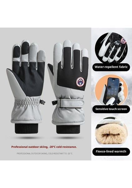 Kayak Elnleri Erkek ve Kadın Kış Yastıklı Kalınlaşmış Sıcak Açık Sürme Motosiklet Dokunmatik Ekran Su Geçirmez Kaymaz Elnler (Yurt Dışından)