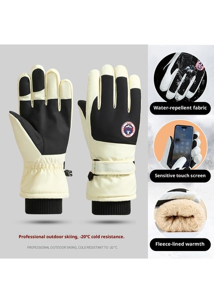 Kayak Elnleri Erkek ve Kadın Kış Yastıklı Kalınlaşmış Sıcak Açık Sürme Motosiklet Dokunmatik Ekran Su Geçirmez Kaymaz Elnler (Yurt Dışından)