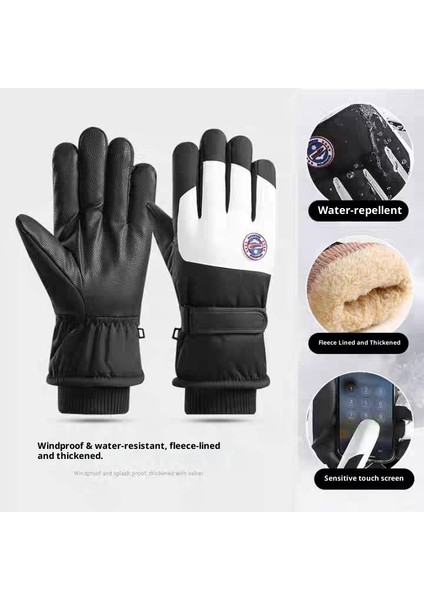 Kayak Elnleri 2025 Kış Erkek ve Kadın Açık Dağcılık Soğuk Yastıklı Dokunmatik Ekran Kalınlaştırılmış Sıcak Elnler (Yurt Dışından)