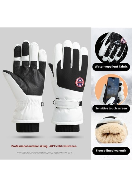 Kayak Elnleri Erkek ve Kadın Kış Yastıklı Kalınlaşmış Sıcak Açık Sürme Motosiklet Dokunmatik Ekran Su Geçirmez Kaymaz Elnler (Yurt Dışından)