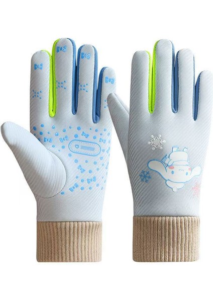 Çocuk Elnleri Kış Sevimli Karikatür Yastıklı Kalınlaştırılmış Sıcak Erkek ve Kız Açık Bisiklet Su Geçirmez Kayak (Yurt Dışından)