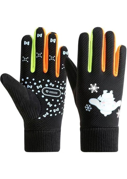 Çocuk Elnleri Kış Sevimli Karikatür Yastıklı Kalınlaştırılmış Sıcak Erkek ve Kız Açık Bisiklet Su Geçirmez Kayak (Yurt Dışından)