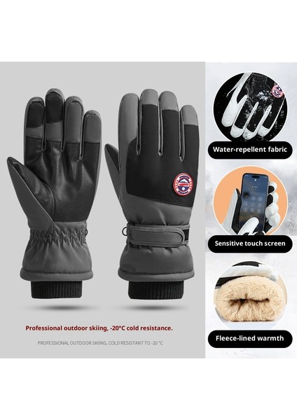 Kayak Elnleri Erkek ve Kadın Kış Yastıklı Kalınlaşmış Sıcak Açık Sürme Motosiklet Dokunmatik Ekran Su Geçirmez Kaymaz Elnler (Yurt Dışından)