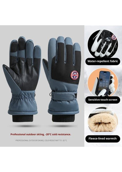 Kayak Elnleri Erkek ve Kadın Kış Yastıklı Kalınlaşmış Sıcak Açık Sürme Motosiklet Dokunmatik Ekran Su Geçirmez Kaymaz Elnler (Yurt Dışından)