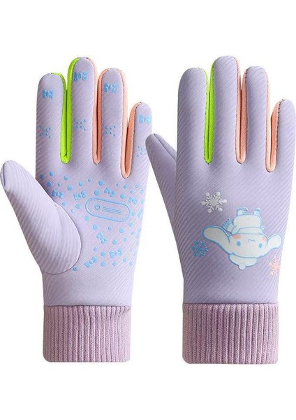 Çocuk Elnleri Kış Sevimli Karikatür Yastıklı Kalınlaştırılmış Sıcak Erkek ve Kız Açık Bisiklet Su Geçirmez Kayak (Yurt Dışından)