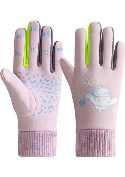 Çocuk Elnleri Kış Sevimli Karikatür Yastıklı Kalınlaştırılmış Sıcak Erkek ve Kız Açık Bisiklet Su Geçirmez Kayak (Yurt Dışından)