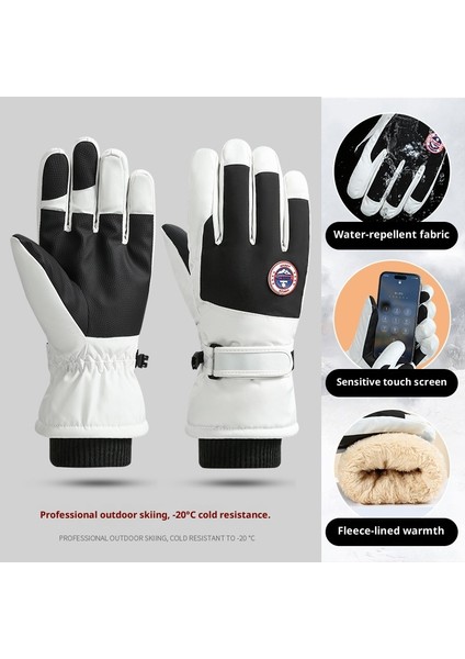 Kayak Elnleri Erkek ve Kadın Kış Yastıklı Kalınlaşmış Sıcak Açık Sürme Motosiklet Dokunmatik Ekran Su Geçirmez Kaymaz Elnler (Yurt Dışından)