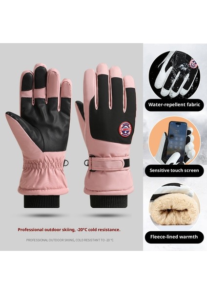 Kayak Elnleri Erkek ve Kadın Kış Yastıklı Kalınlaşmış Sıcak Açık Sürme Motosiklet Dokunmatik Ekran Su Geçirmez Kaymaz Elnler (Yurt Dışından)