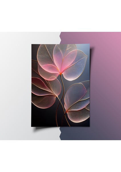 Çerçevesiz Poster 2'li Set, Soyut Minimal Şeffaf Yaprak,çiçek Desenli,modern ,soyut Poster modelleri