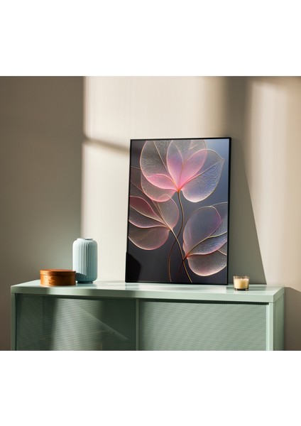 Çerçevesiz Poster 2'li Set, Soyut Minimal Şeffaf Yaprak,çiçek Desenli,modern ,soyut Poster