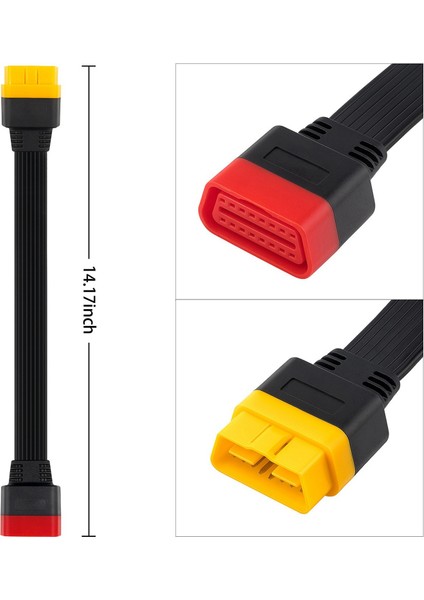 2x Yeni Obd2 Obd2 Uzatma Kablosu Konnektörü X431 V/easydiag 3 0/mdıag/golo Ana 16PIN Erkek - Kadın Kablosu 36CM (Yurt Dışından) fırsatları