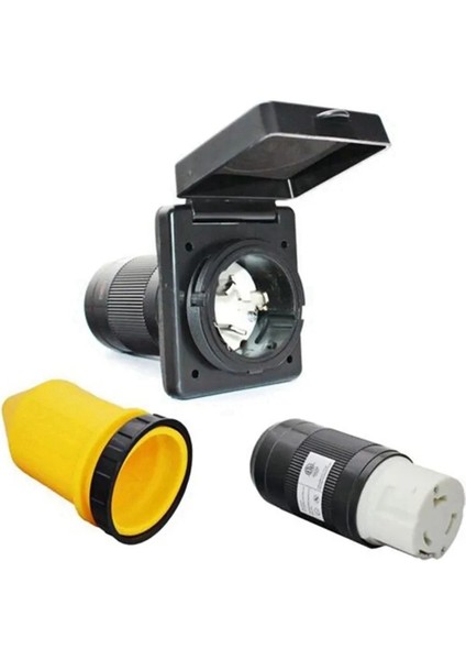 Rv 50 Amp 125V/250V Ac Güç Giriş Fişi Kadın Twist Kilitleme Konnektörü Siyah (Yurt Dışından)