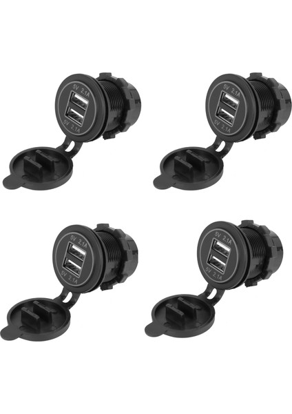 4x 5V 4 2A Çift 2usb Şarj Cihazı Soket Adaptörü 12V 24V Otomobil Motosikleti (Mavi) (Yurt Dışından)