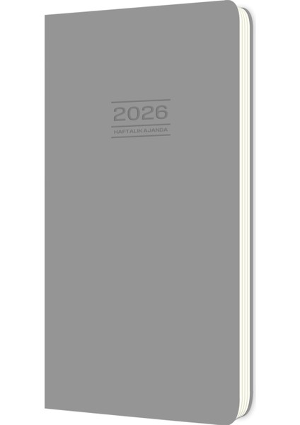 Keskin 2026- 8*16 Ciltli Haftalık Cep Ajandası - Gri