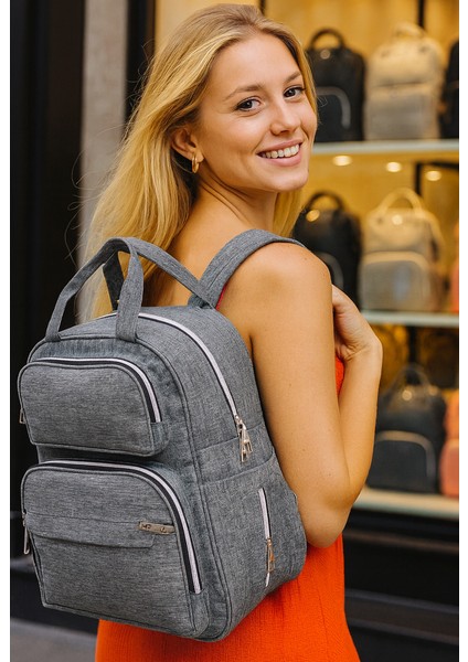 Anne Bebek Bakım Sırt Çantası Organizatör Fonksiyonel Termal Biberon Gözlü, Su Geçirmez Kumaş