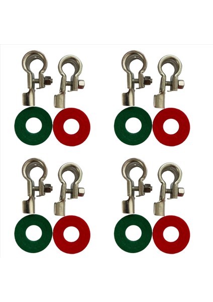 4 Çifti Pil Terminalleri Konektörler Kelepçeler Bakır Pil Terminal Kiti Pil Korozyonu Terminal Koruyucuları 17MM (Yurt Dışından)