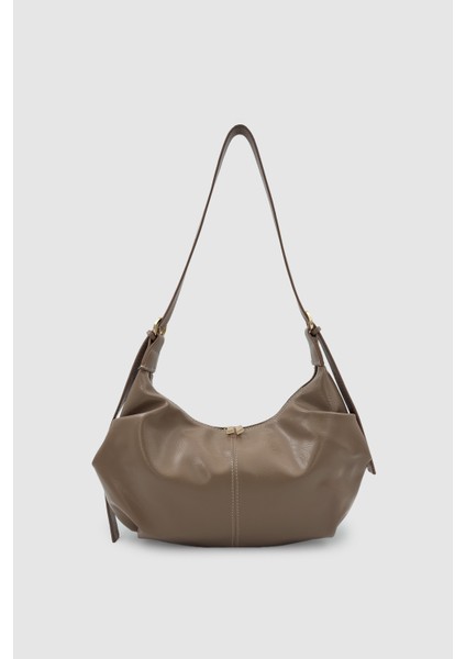 Lilsa Ayarlanabilir Askılı Yumuşak Form Baget Omuz Çantası Vizon