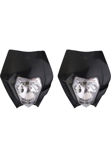 Yamaha Için 2x Universal Enduro Moto Far - Siyah (Yurt Dışından)