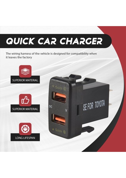 36W Hızlı Araba Şarj Cihazı Qc3 0 Mavi Voltajlı Çift USB Fast Charger Toyota 40X22MM Için Şarj Cihazı Şarj Cihazı (Yurt Dışından) fırsatları