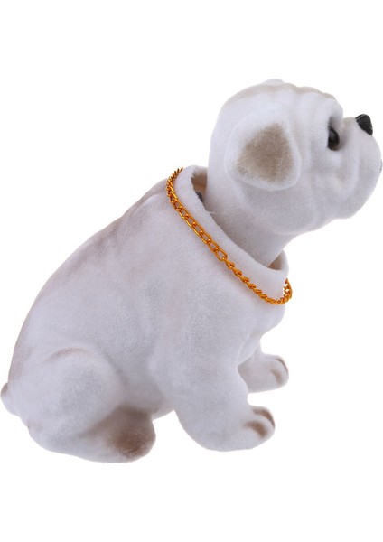 Beyaz Açık Gri Sallayan Kafa Başını Sallayan Bulldog Köpek Dekorasyonu Araba (Yurt Dışından) modelleri