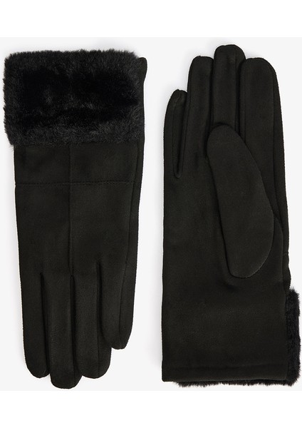 Siyah Martina Suni Süet Eldiven