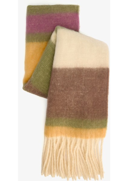 Haki Alba Çizgili Yumuşak Dokulu Atkı fiyatları