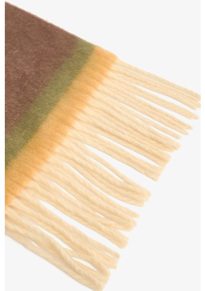 Haki Alba Çizgili Yumuşak Dokulu Atkı modelleri