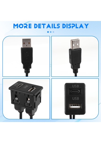 150CM Araba Dash Flush Montaj 2 USB Port Paneli Otomatik Tekne Çift Usb-Tapyc Uzatma Kablo Adaptörü Toyota (Yurt Dışından) indirimleri